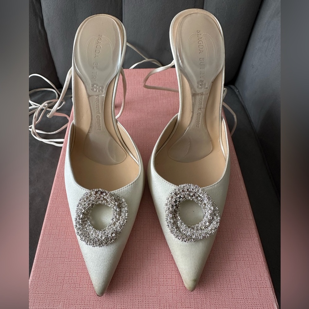Magda Butrym Satin Wrap Heels, Size 6